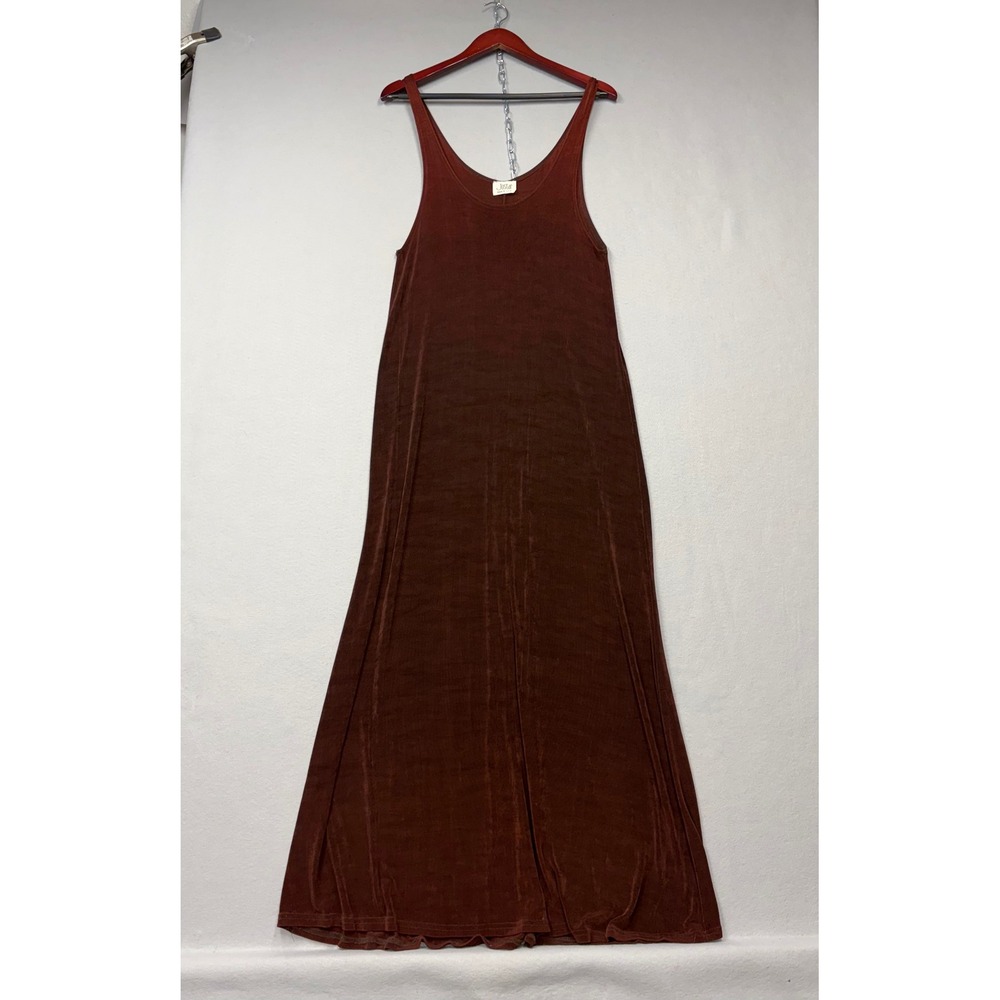 Jostar Maxi Dress Women Medium Brown Vintage 90s Slinky Knit Sleeveless USA Made